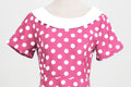 Womens Vintage 1950s Polka Dot Spring Garden Rockabilly Party Cocktail Dress Pink