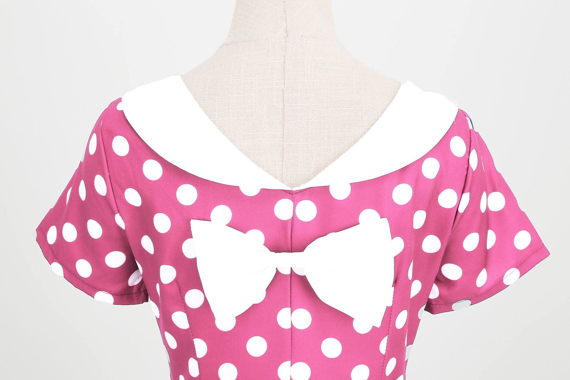 Womens Vintage 1950s Polka Dot Spring Garden Rockabilly Party Cocktail Dress Pink