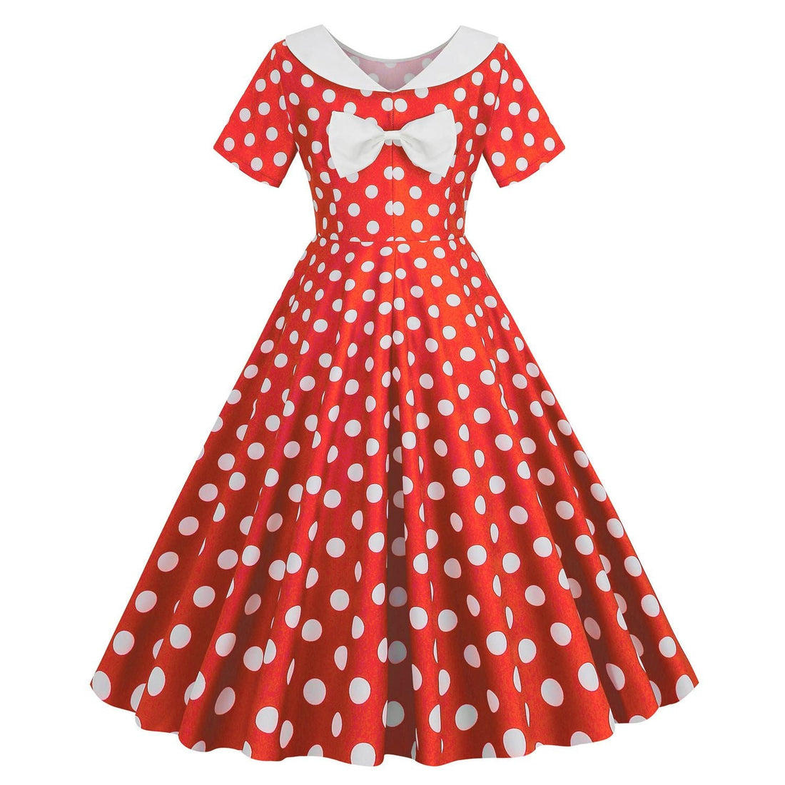Womens Vintage 1950s Polka Dot Spring Garden Rockabilly Party Cocktail Dress Red