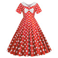 Womens Vintage 1950s Polka Dot Spring Garden Rockabilly Party Cocktail Dress Red