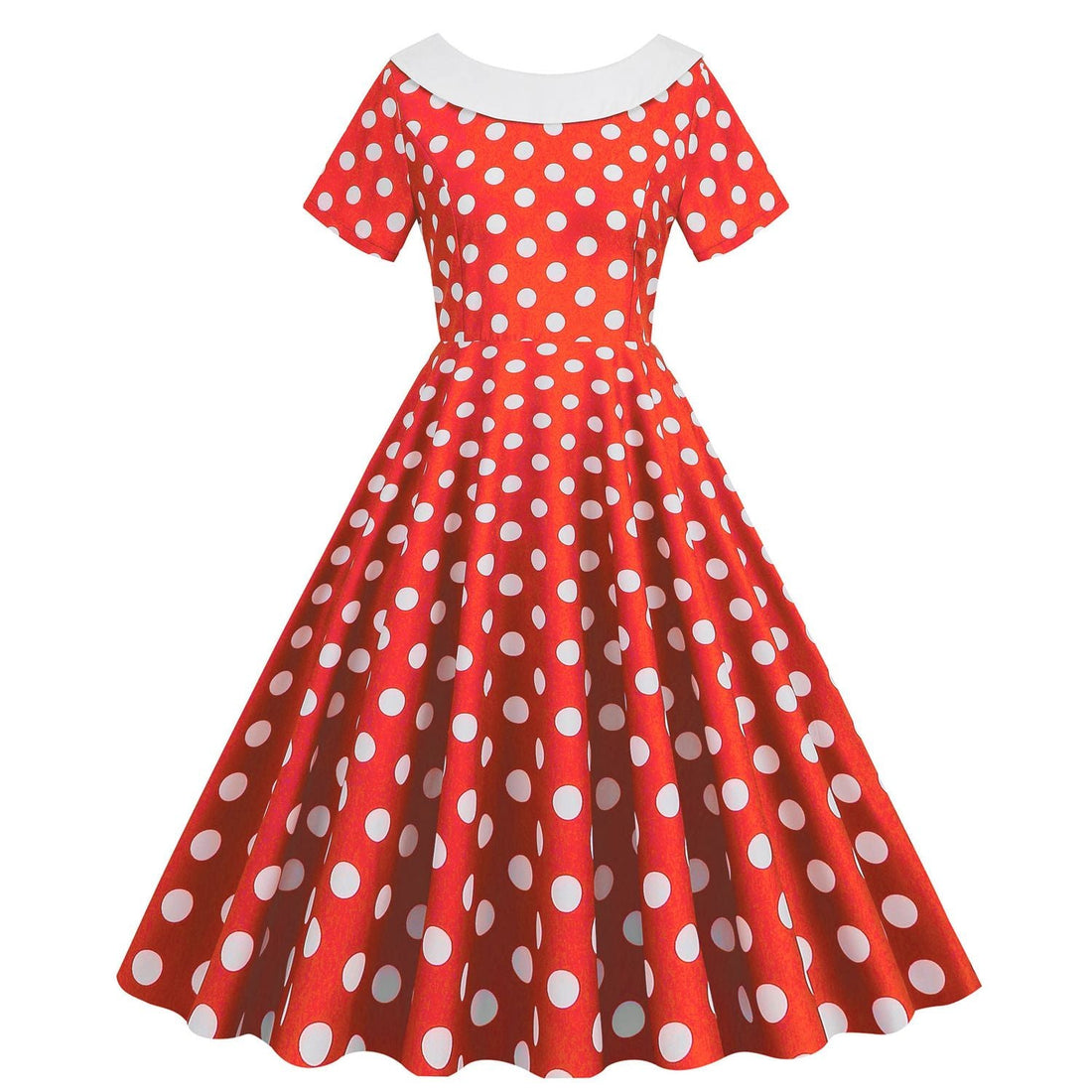 Womens Vintage 1950s Polka Dot Spring Garden Rockabilly Party Cocktail Dress Red