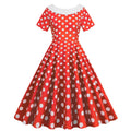 Womens Vintage 1950s Polka Dot Spring Garden Rockabilly Party Cocktail Dress Red