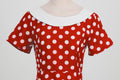 Womens Vintage 1950s Polka Dot Spring Garden Rockabilly Party Cocktail Dress Red