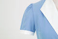 Womens Vintage 1950s Retro Party Dress Short Sleeve V-Neck with Belt Blue