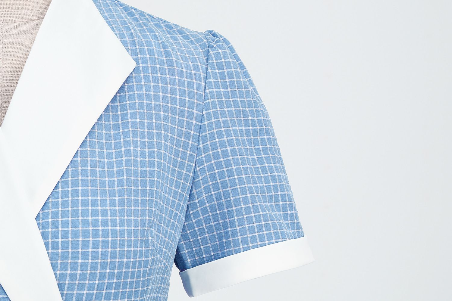 Womens Vintage 1950s Retro Party Dress Short Sleeve V-Neck with Belt Blue Plaid