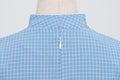 Womens Vintage 1950s Retro Party Dress Short Sleeve V-Neck with Belt Blue Plaid