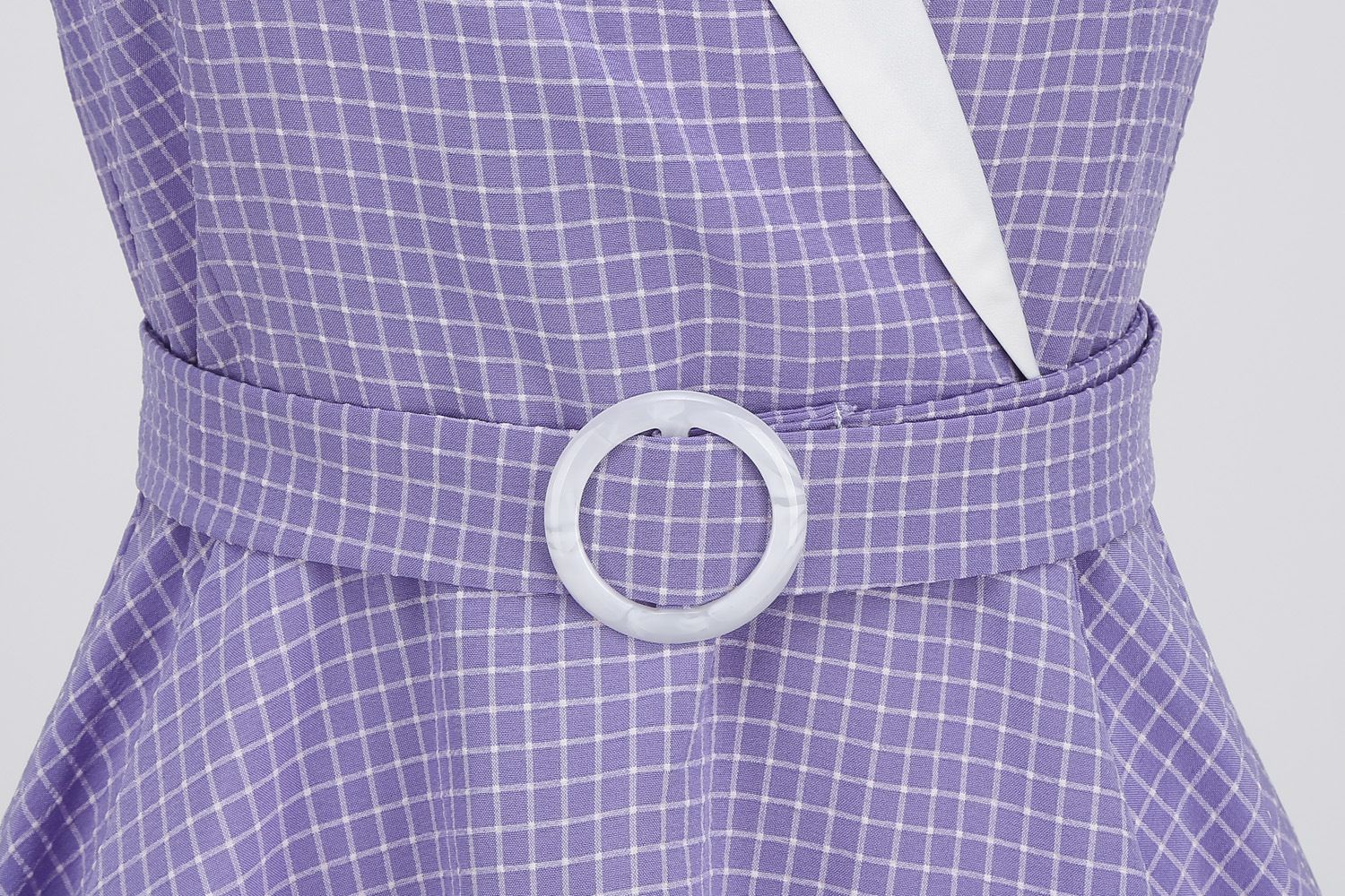 Womens Vintage 1950s Retro Party Dress Short Sleeve V-Neck with Belt Purple