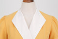 Womens Vintage 1950s Retro Party Dress Short Sleeve V-Neck with Belt Yellow