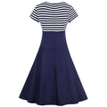 Womens Vintage 50s Navy Floral A-Line Swing Midi Dress Navy