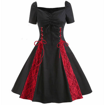 Womens Vintage Dress 1950s Plus Size Party Cocktail Dress Black