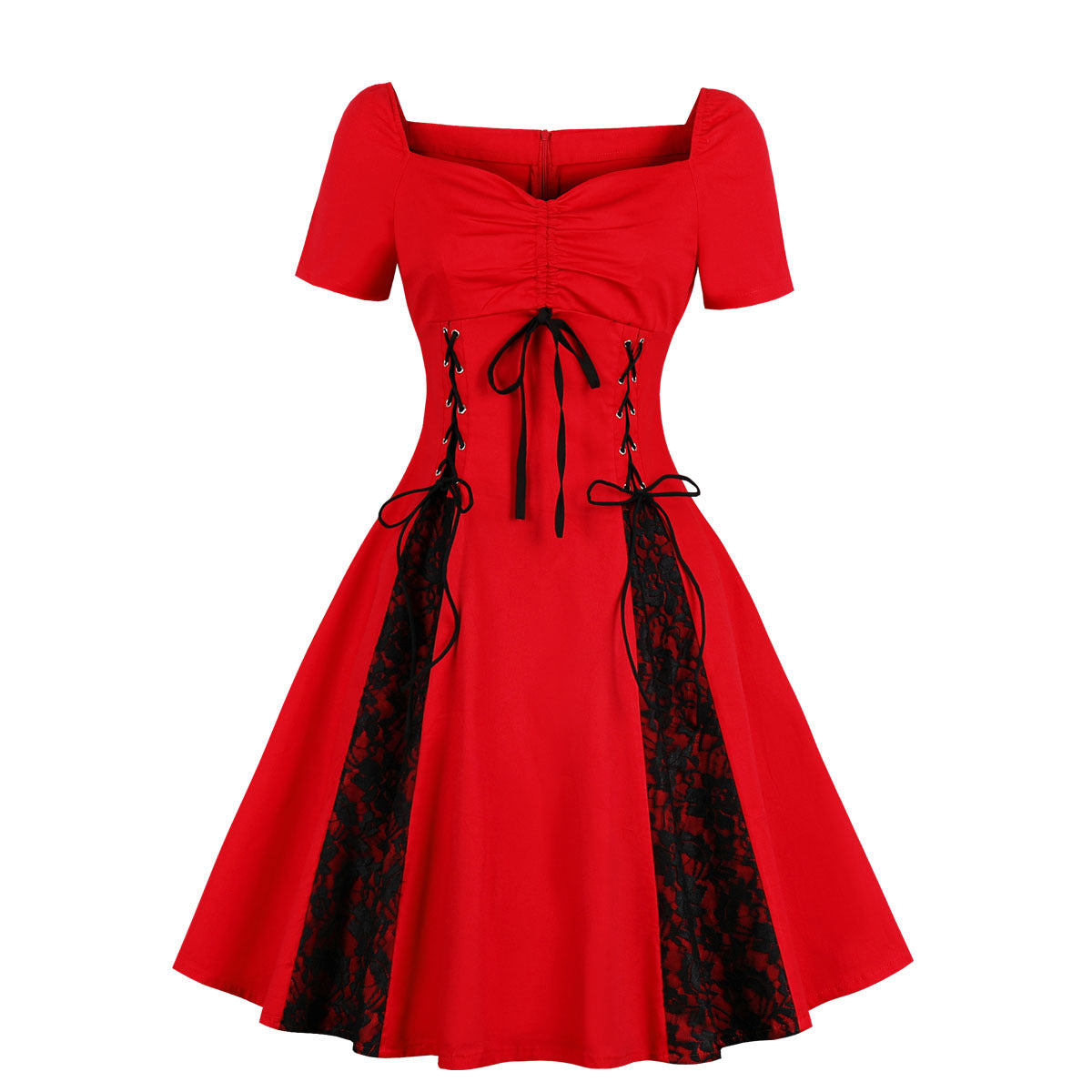 Womens Vintage Dress 1950s Plus Size Party Cocktail Dress Red