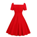 Womens Vintage Dress 1950s Plus Size Party Cocktail Dress Red