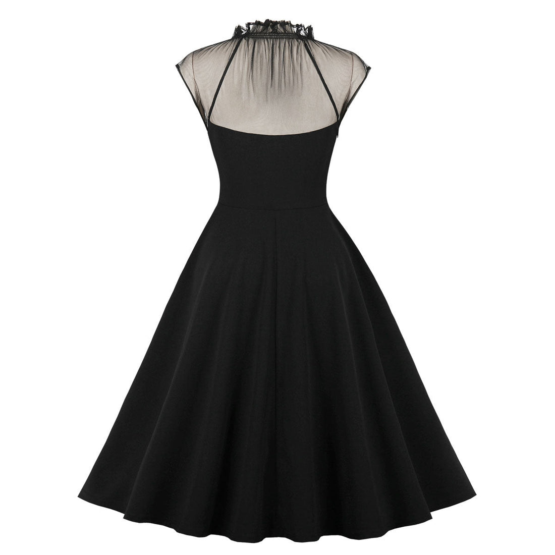 Womens Vintage Floral Flared A-Line Swing Casual Party Dresses Black