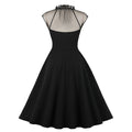 Womens Vintage Floral Flared A-Line Swing Casual Party Dresses Black