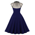 Womens Vintage Floral Flared A-Line Swing Casual Party Dresses Blue