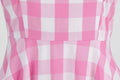 Womens Vintage Pink Plaid Dress Spaghetti Strap A-line Swing Party Dress Pink