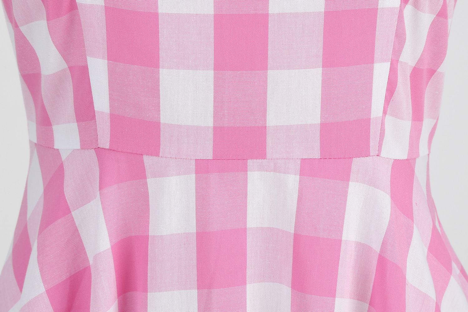 Womens Vintage Pink Plaid Dress Spaghetti Strap A-line Swing Party Dress Pink