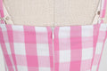 Womens Vintage Pink Plaid Dress Spaghetti Strap A-line Swing Party Dress Pink