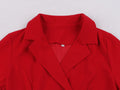 Womens Vintage Short Sleeves 1950s A-Line OL Button Dress Red