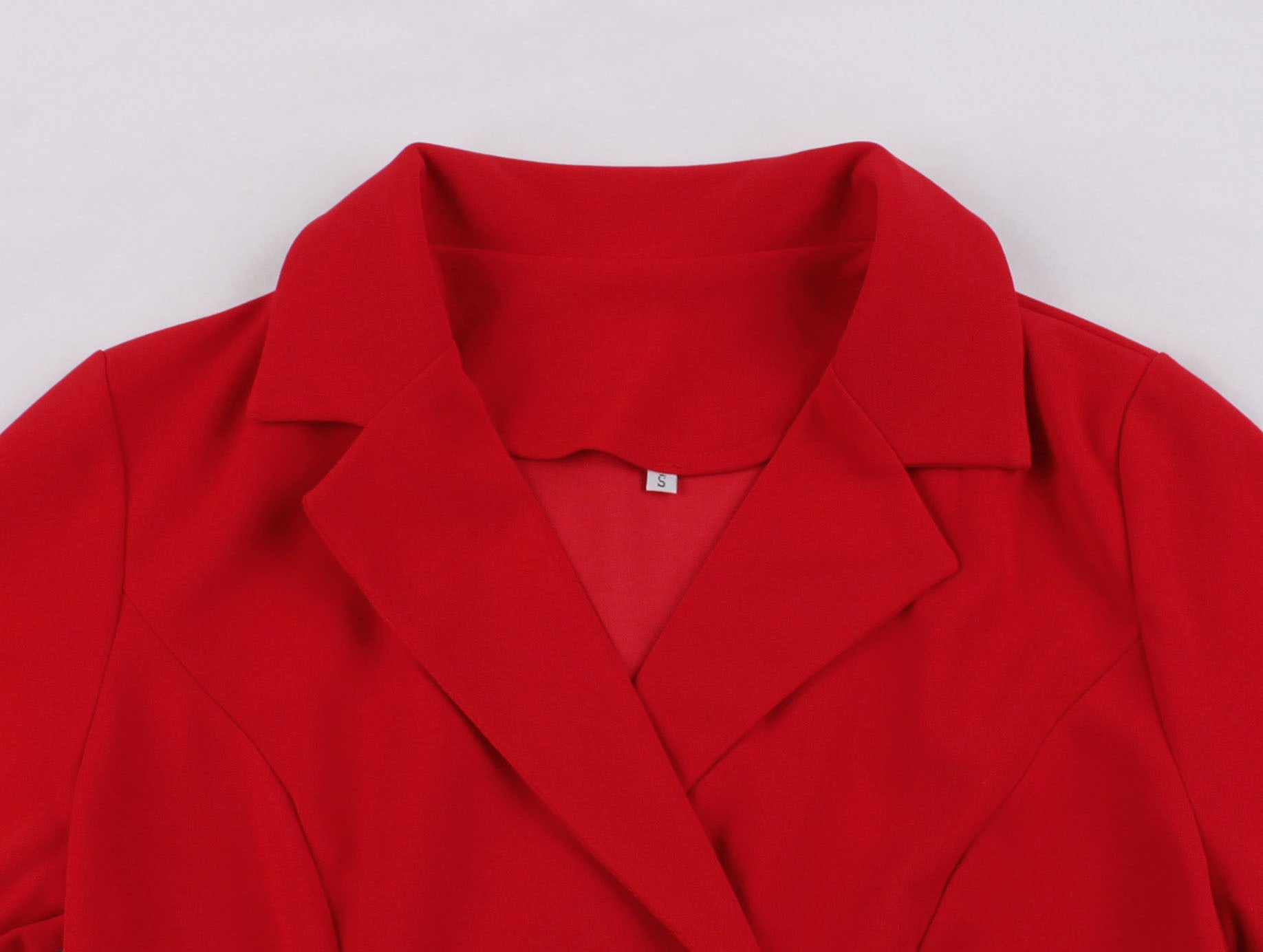 Womens Vintage Short Sleeves 1950s A-Line OL Button Dress Red
