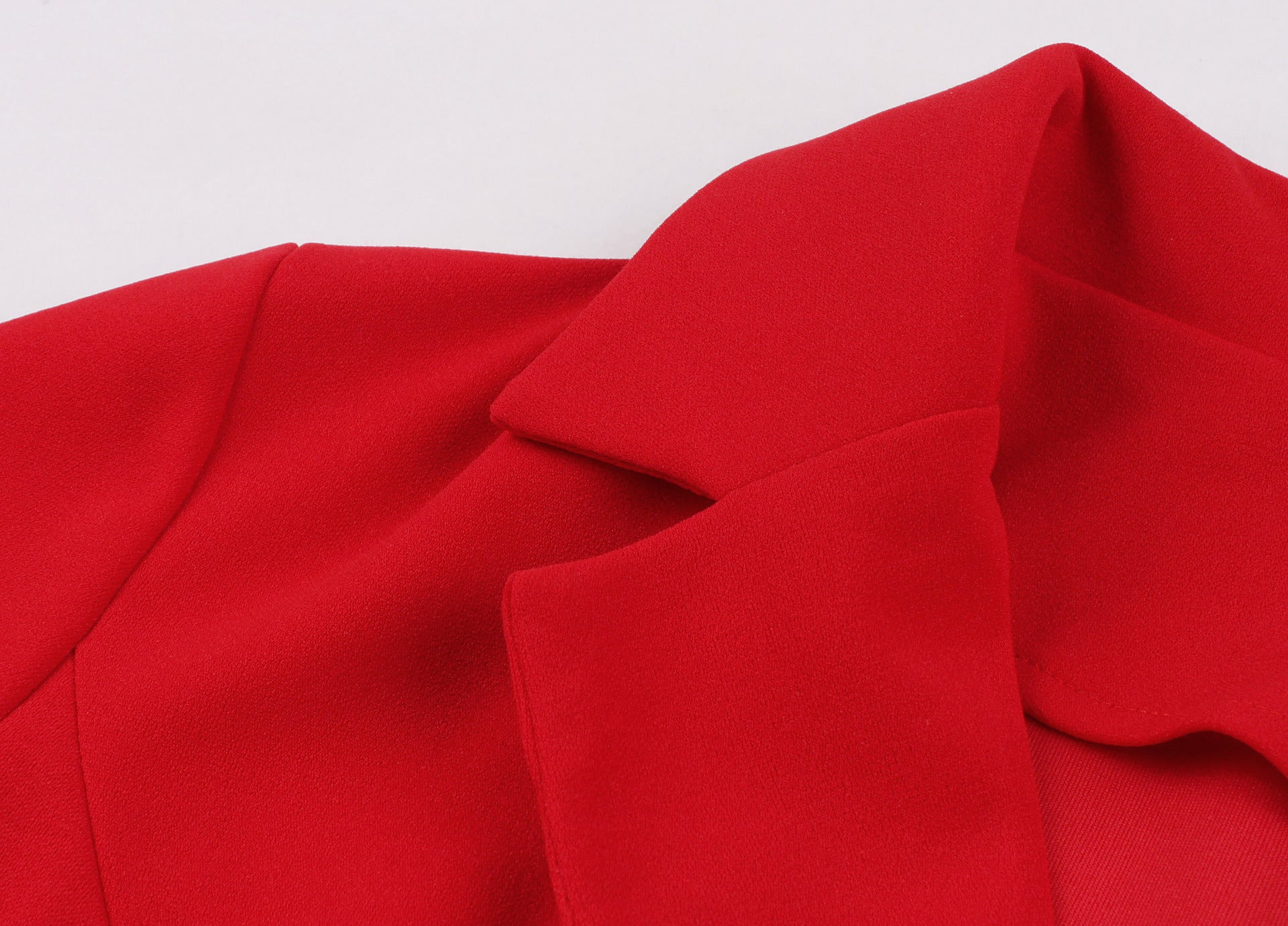 Womens Vintage Short Sleeves 1950s A-Line OL Button Dress Red