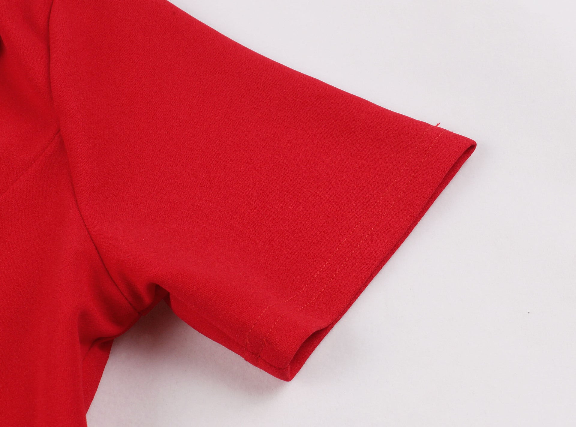Womens Vintage Short Sleeves 1950s A-Line OL Button Dress Red