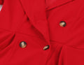 Womens Vintage Short Sleeves 1950s A-Line OL Button Dress Red